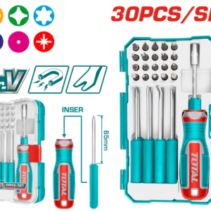 TACSD30306 - توتال تولز طقم مفك سيستيم بالسنون + مفكات شوكه 30 قطعه